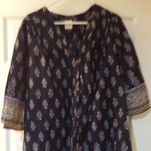 Navy floral pattern boho top